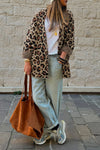 Cozy Oversized Brown Leopard Print Cardigan for Women - Trendy Knit Sweater for Chic Fall Casual Outfits