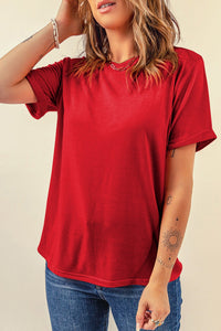Dearlove Women's Soft Red Casual Crew Neck T-Shirt - Relaxed Fit, Ideal for Everyday Comfort and Style