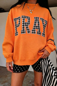 
Trendy Women's Orange Polka Dot Embroidered Mock Neck Sweatshirt - Affordable Comfort for Everyday Style