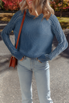 Cozy Women's Casual Cable Knit Sweater in Ashleigh Blue - Stylish Everyday Essential for Effortless Comfort