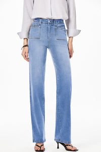 Dusk Blue Loose Straight Leg Cropped High Waist Jeans