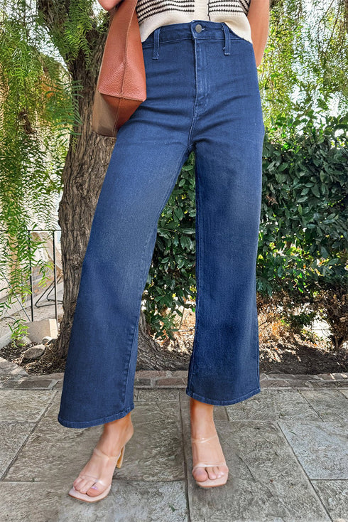 women's dusk blue high-waisted straight leg jeans for women - trendy and comfortable everyday style with practical styling and dependable silhouette