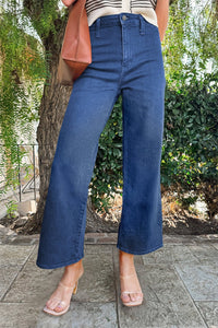 women's dusk blue high-waisted straight leg jeans for women - trendy and comfortable everyday style with practical styling and dependable silhouette