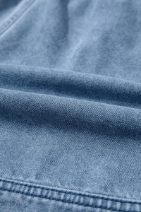 Dusk Blue Smocked Elastic Waist Denim Shorts