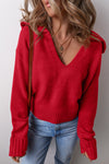 Elegant Women's Red Sweater - Cozy Knit Top for Effortless Style and Comfort, Perfect for Dressy Occasions