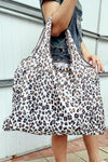 Eco-Friendly Women's White Leopard Print Tote Bag – Stylish Reusable Shopper for Everyday Use and Sustainable Fashion