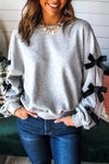 Trendy Women's Cozy Ribbon Bow Sweatshirt - Stylish Casual Top for Effortless Everyday Chic in Soft Fabric
