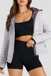 Stylish Women's Silver Quilted Puffer Jacket - Trendy Zip-Up Outerwear for Cold Weather with Comfortable Fit