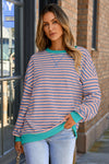 Cozy Women's Striped Sweatshirt - Soft Casual Top with Relaxed Fit for Everyday Comfort and Effortless Style