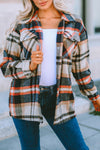 Women's Stylish Khaki Geometric Plaid Shacket with Pockets - Perfect Layering Piece for Fall & Winter Fashion