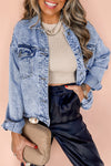 Beau Blue Vintage Washed Denim Jacket for Women – Chic Flap Pocket Outerwear, Perfect for Any Occasion