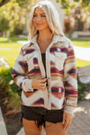 Chic Earth Tones Women's Oversized Western Print Shacket Jacket for Trendy Layering and Effortless Style