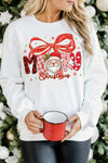Women's Cozy White Christmas Graphic Sweatshirt - Cute and Festive Holiday Apparel for a Comfortable Winter Look