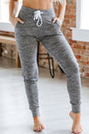 Women's Comfortable Gray Drawstring Joggers with Elastic Waist and Pockets - Perfect for Casual Everyday Style