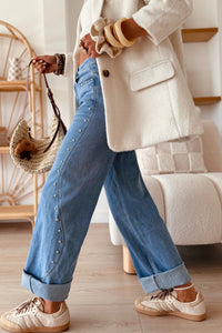 Chic Women's High-Waisted Denim Jeans in Classic Blue - Flattering & Comfortable Fit for Casual Everyday Style