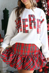 Cozy Women's White Plaid Christmas Sweatshirt for Festive Holiday Style and Comfortable Vacation Wear