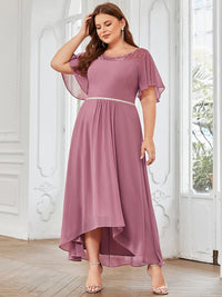 Elegant Boat Neck A-Line Midi Dress for Plus Size Women