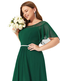 Elegant Boat Neck A-Line Midi Dress for Plus Size Women