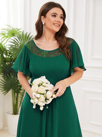 Elegant Boat Neck A-Line Midi Dress with Asymmetrical Hemlines