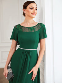 Elegant Boat Neck A-Line Midi Dress with Asymmetrical Hemlines