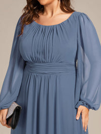 Elegant Empire Waist Chiffon Mother of the Bride Dress with Sheer Puff Sleeves