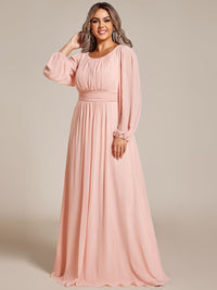 Elegant Empire Waist Chiffon Mother of the Bride Dress with Sheer Puff Sleeves