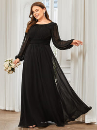 Elegant Empire Waist Chiffon Mother of the Bride Dress with Sheer Puff Sleeves