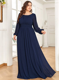 Elegant Empire Waist Chiffon Mother of the Bride Dress with Sheer Puff Sleeves