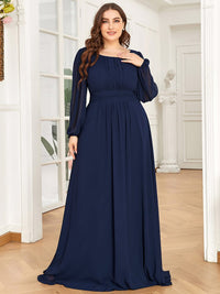 Elegant Empire Waist Chiffon Mother of the Bride Dress with Sheer Puff Sleeves