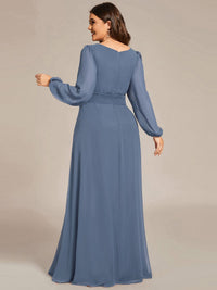 Elegant Empire Waist Chiffon Mother of the Bride Dress with Sheer Puff Sleeves