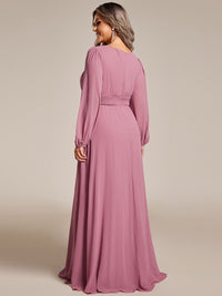 Elegant Empire Waist Chiffon Mother of the Bride Dress with Sheer Puff Sleeves