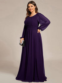 Elegant Empire Waist Chiffon Mother of the Bride Dress with Sheer Puff Sleeves