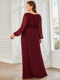 Elegant Empire Waist Chiffon Mother of the Bride Dress with Sheer Puff Sleeves