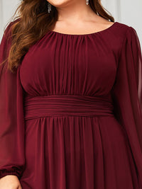 Elegant Empire Waist Chiffon Mother of the Bride Dress with Sheer Puff Sleeves