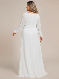 Elegant Empire Waist Chiffon Mother of the Bride Dress with Sheer Puff Sleeves