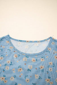 floral mesh long sleeve top