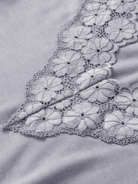 Elegant Gray Lace Trim V Neck Camisole Top