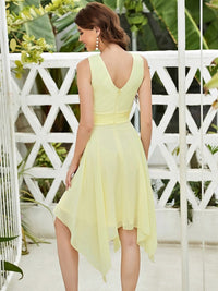 Women's Burgundy Chiffon A-Line Wedding Guest Dress