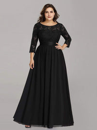 Elegant Lace Evening Dress with Romantic Sleeves for Plus Size Women