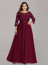Elegant Lace Evening Dress with Romantic Sleeves for Plus Size Women