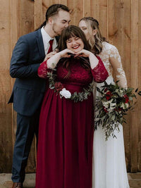 Elegant Lace Evening Dress with Romantic Sleeves for Plus Size Women