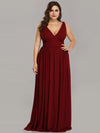 Chic V-Neck Chiffon Evening Gown for Plus Size Ladies