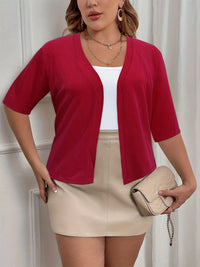 Elegant Plus Size Women's Cardigan with Half Sleeve Stretch - Versatile and Sophisticated
