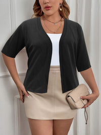 Elegant Plus Size Women's Cardigan with Half Sleeve Stretch - Versatile and Sophisticated
