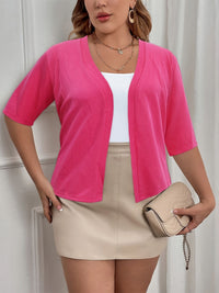 Elegant Plus Size Women's Cardigan with Half Sleeve Stretch - Versatile and Sophisticated