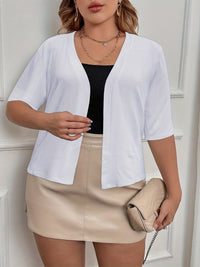 Elegant Plus Size Women's Cardigan with Half Sleeve Stretch - Versatile and Sophisticated