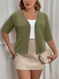 Elegant Plus Size Women's Cardigan with Half Sleeve Stretch - Versatile and Sophisticated