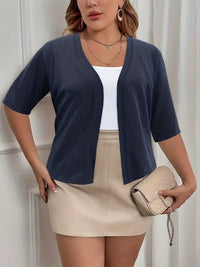 Elegant Plus Size Women's Cardigan with Half Sleeve Stretch - Versatile and Sophisticated