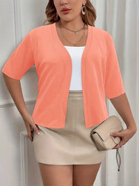 Elegant Plus Size Women's Cardigan with Half Sleeve Stretch - Versatile and Sophisticated