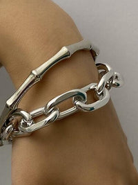 Elegant Punk Alloy Bracelet Set for Women - Silver/Gold